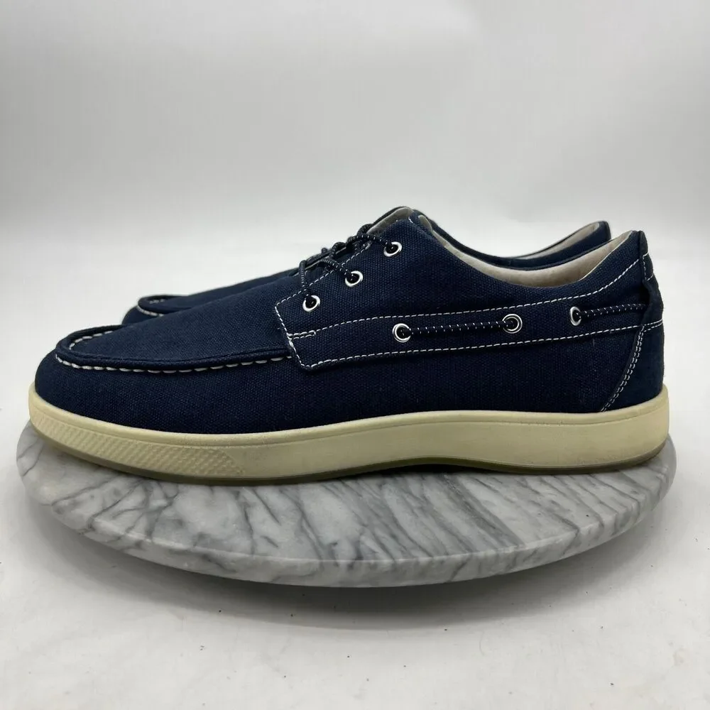 Florsheim Boat Shoe Mens 12 Navy Slip On Canvas Comfortech *Missing Insoles